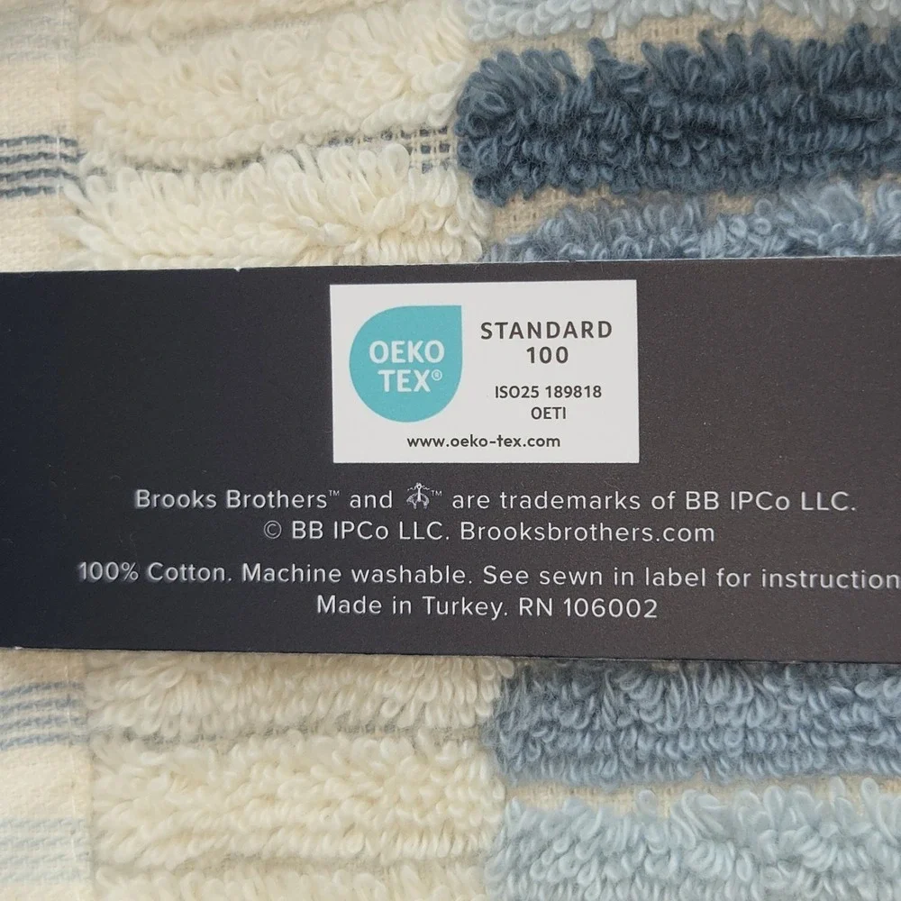 Brooks Brothers 6pc Premium Turkish Cotton Towel Set Blue 2 Bath 2 Hand 2 Tip